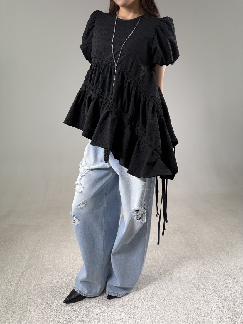 SHIRRING韓國代購女裝新款休閑26春夏職業人氣襯衫蕾絲衫SHIRRING襯衫/蕾絲衫