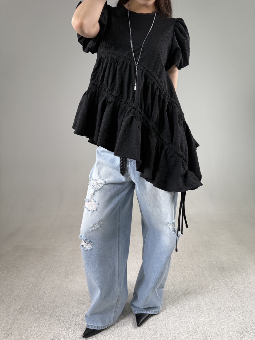 SHIRRING韓國代購女裝新款休閑26春夏職業人氣襯衫蕾絲衫SHIRRING襯衫/蕾絲衫