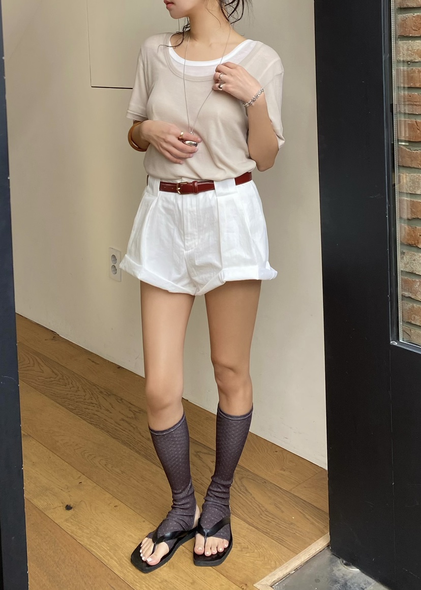 OUPPT韓國東大門直郵女士新品休閑職業推薦26春夏短褲不含腰帶OUPPT短褲