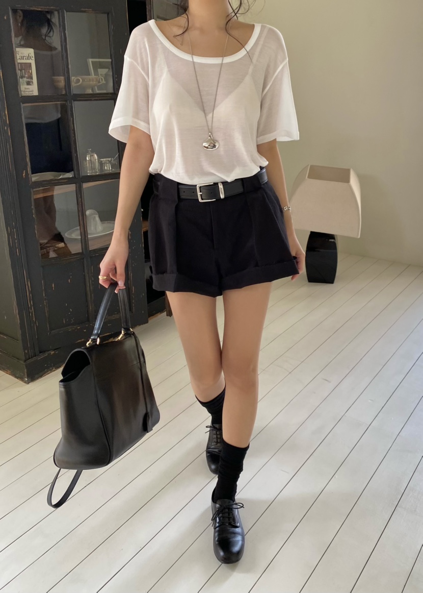 OUPPT韓國東大門直郵女士新品休閑職業推薦26春夏短褲不含腰帶OUPPT短褲