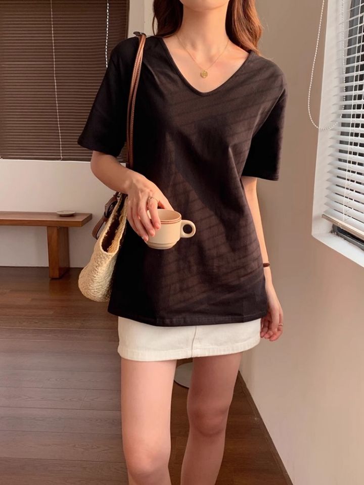 STAY HERE韓國直郵實拍女士新品熱賣休閑人氣26春夏T恤U領STAY HERET恤