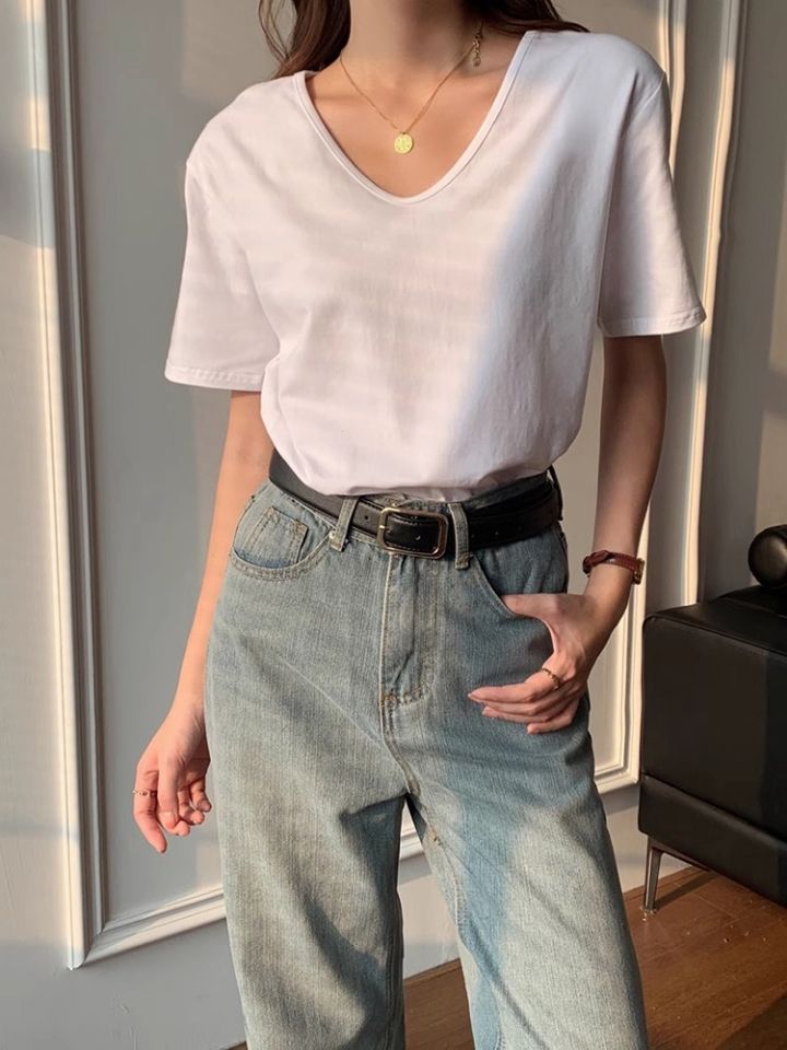 STAY HERE韓國直郵實拍女士新品熱賣休閑人氣26春夏T恤U領STAY HERET恤