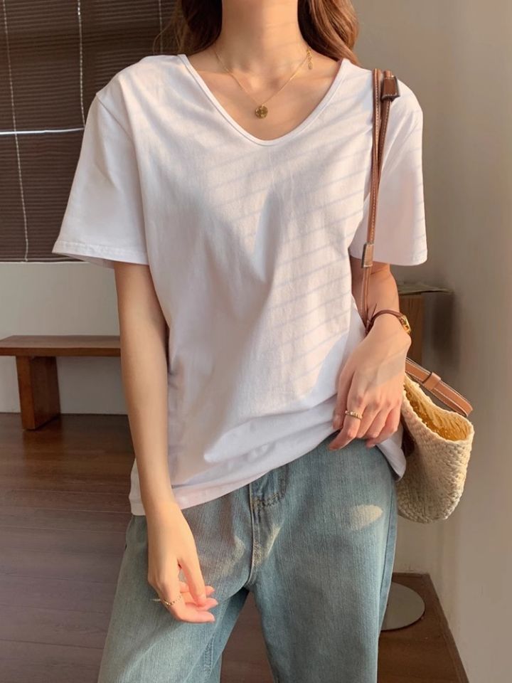 STAY HERE韓國直郵實拍女士新品熱賣休閑人氣26春夏T恤U領STAY HERET恤