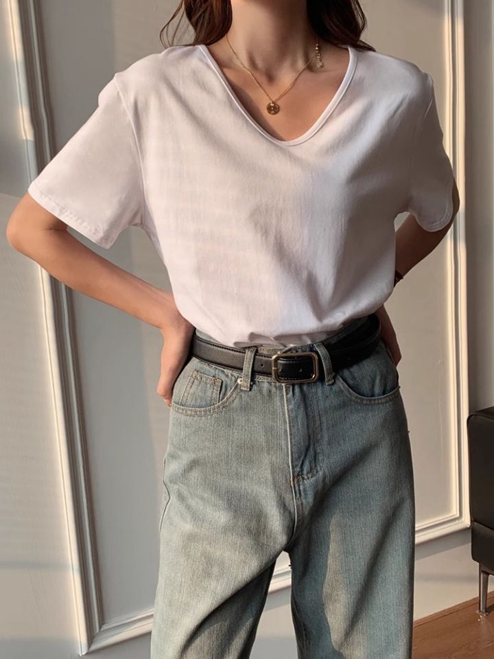 STAY HERE韓國直郵實拍女士新品熱賣休閑人氣26春夏T恤U領STAY HERET恤