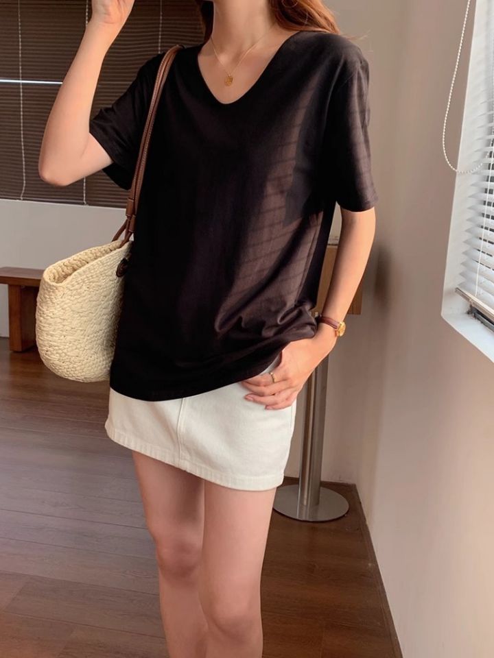 STAY HERE韓國直郵實拍女士新品熱賣休閑人氣26春夏T恤U領STAY HERET恤