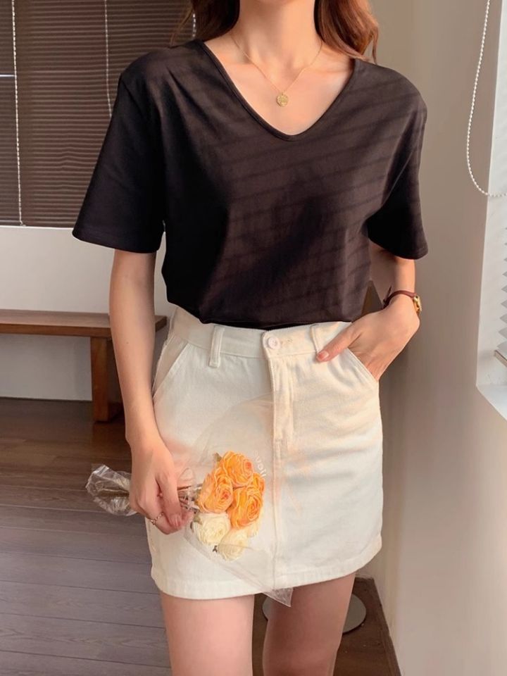 STAY HERE韓國直郵實拍女士新品熱賣休閑人氣26春夏T恤U領STAY HERET恤圖色2