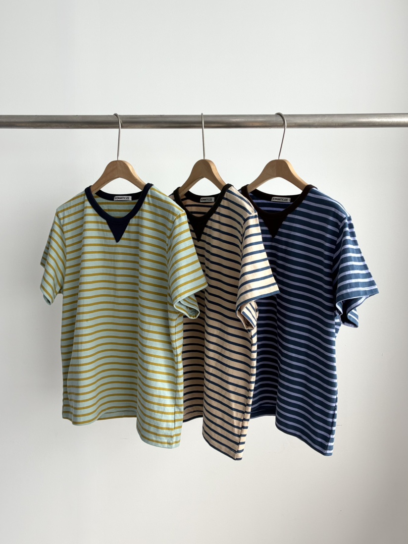 ROMANTICIZE韓國代購女裝新品人氣熱賣休閑26春夏T恤條紋ROMANTICIZET恤