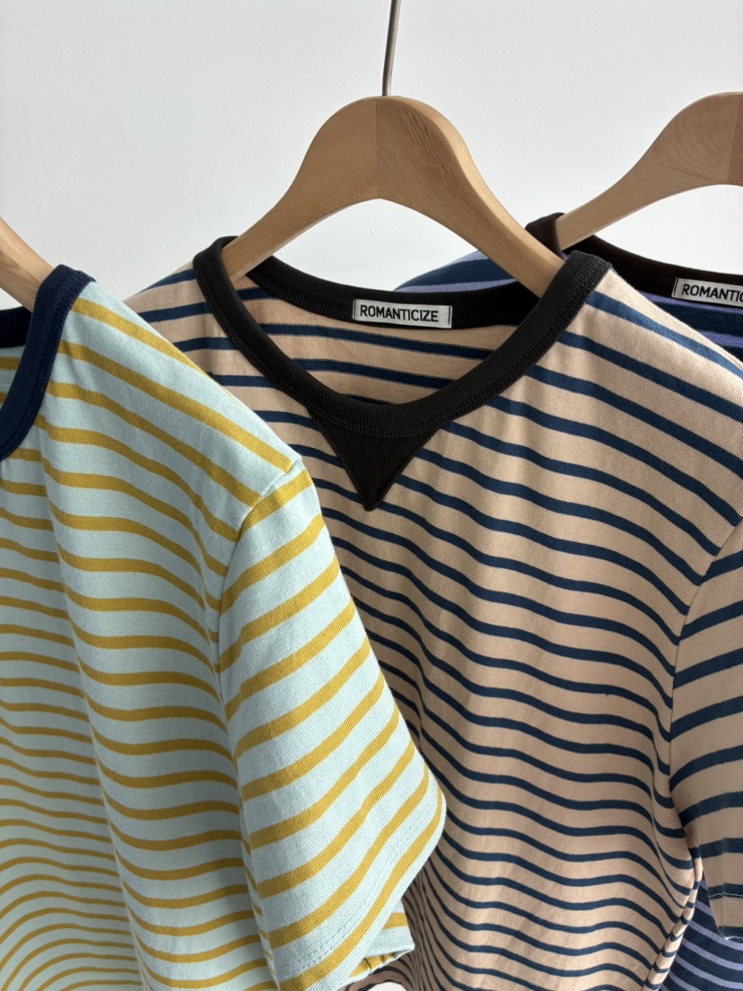 ROMANTICIZE韓國代購女裝新品人氣熱賣休閑26春夏T恤條紋ROMANTICIZET恤