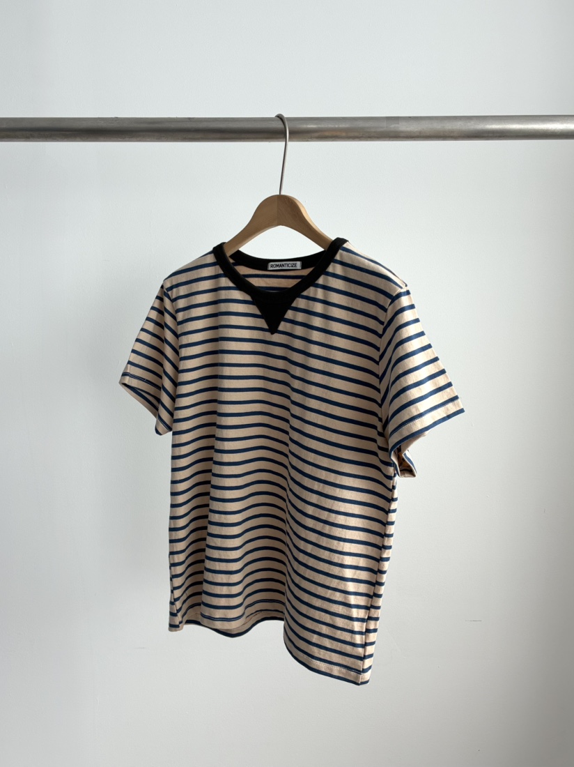 ROMANTICIZE韓國代購女裝新品人氣熱賣休閑26春夏T恤條紋ROMANTICIZET恤圖色2