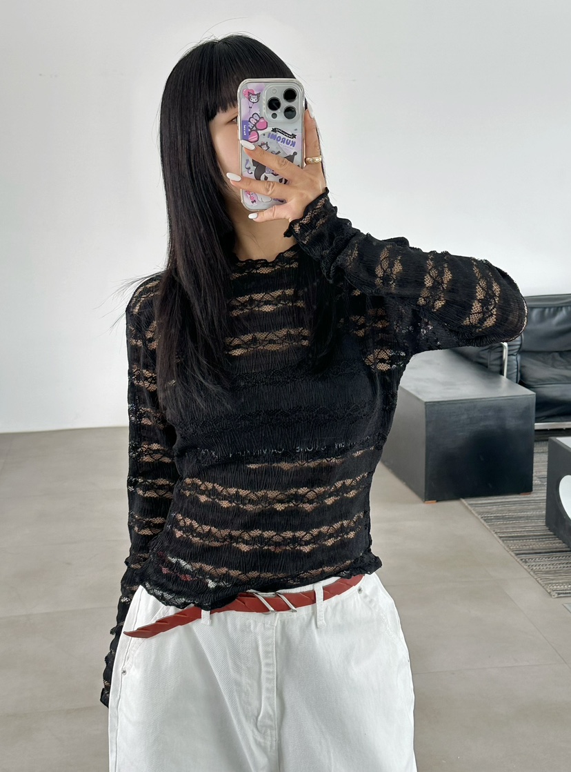 BYRING韓國東大門代購女裝新品時尚職業26春夏襯衫蕾絲衫BYRING襯衫/蕾絲衫