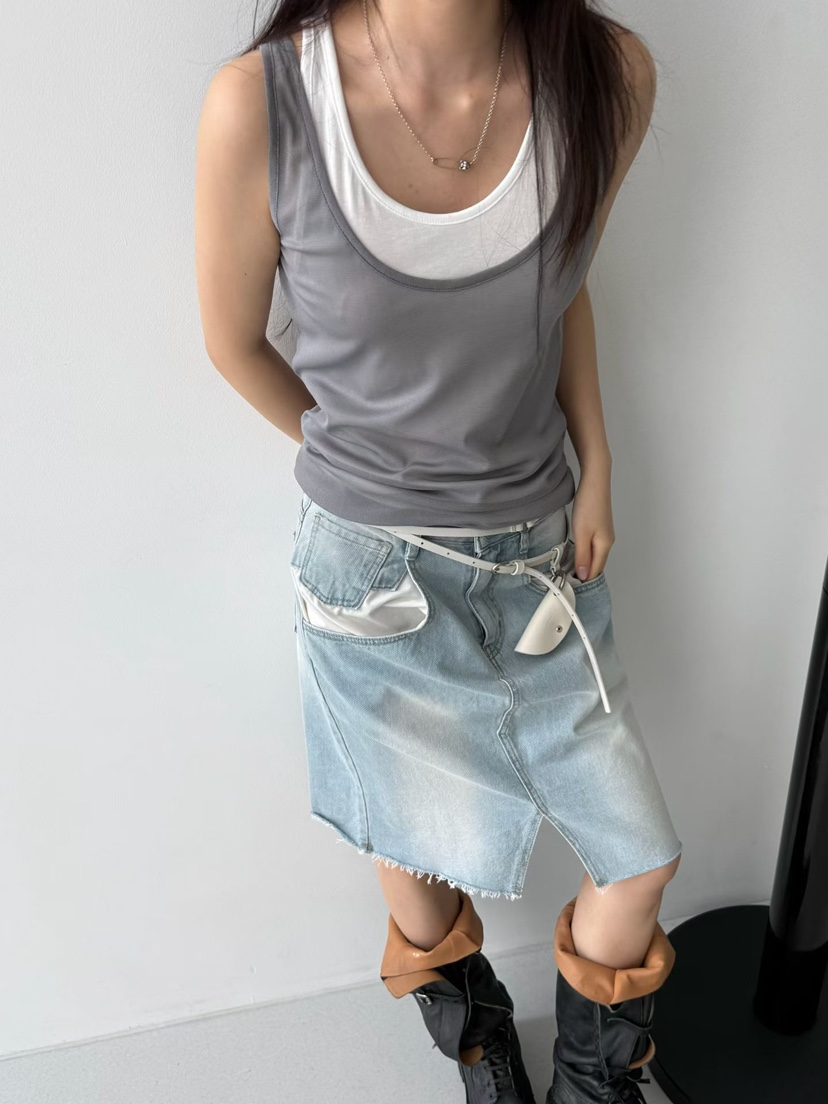 MINIMUZE韓國東大門代購女裝新款26春夏時尚吊帶背心假兩件MINIMUZE吊帶/背心