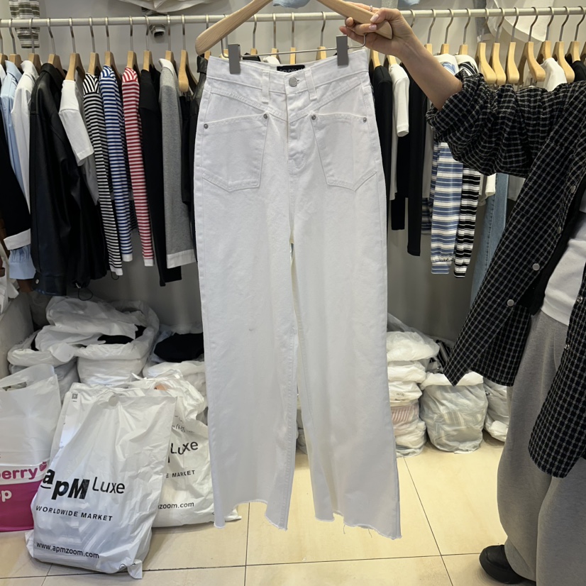 Q C韓國代購女士新品時尚人氣職業26春夏休閑牛仔褲口袋Republlc of qc牛仔褲圖色1