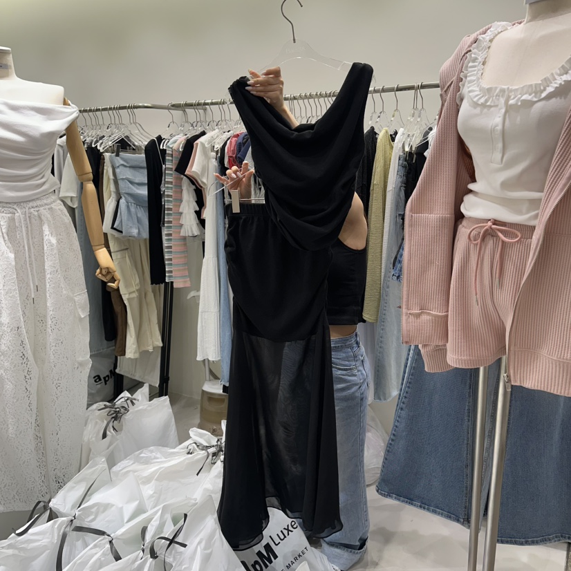 BAIE.38韓國直郵女士新款職業推薦26春夏人氣長裙雪紡褶皺BAIE.38長裙