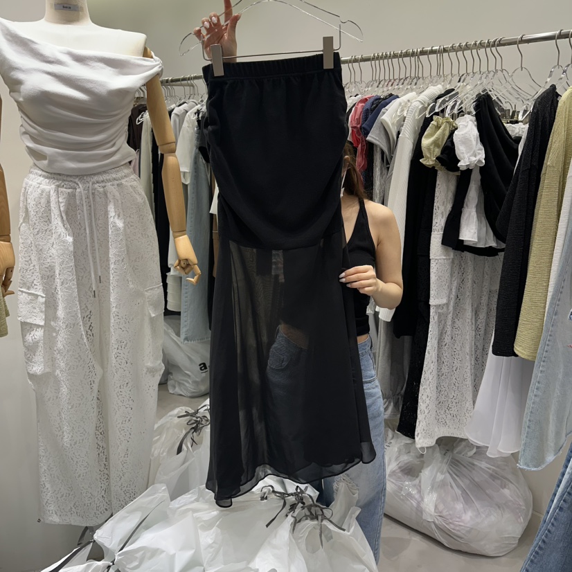 BAIE.38韓國直郵女士新款職業推薦26春夏人氣長裙雪紡褶皺BAIE.38長裙圖色2