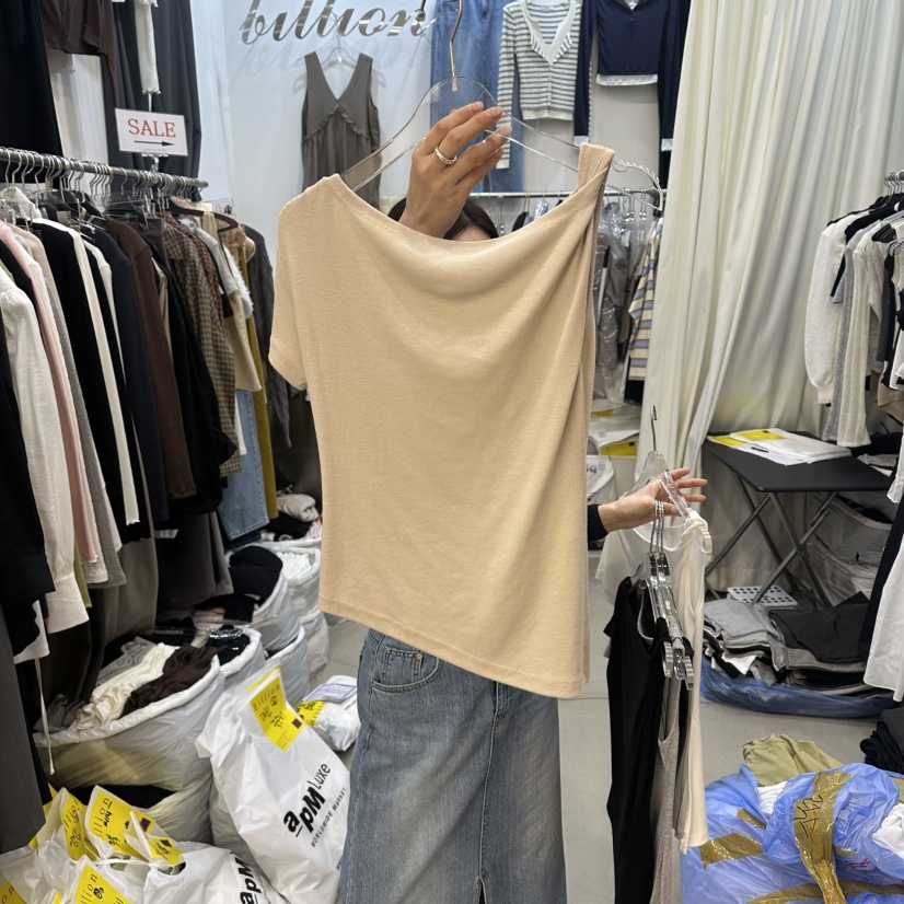 BILLION-L韓國東大門直郵女裝新款時尚休閑人氣熱賣職業T恤BILLION-LT恤圖色2米色