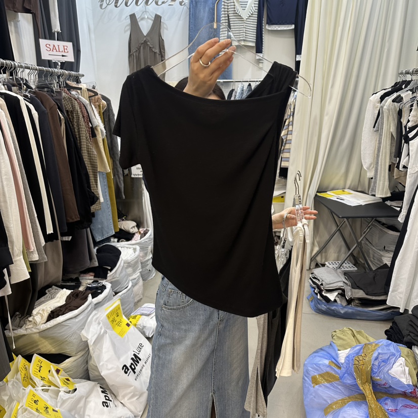 BILLION-L韓國東大門直郵女裝新款時尚休閑人氣熱賣職業T恤BILLION-LT恤圖色3黑色