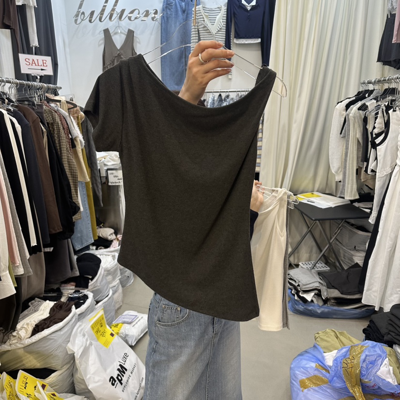 BILLION-L韓國東大門直郵女裝新款時尚休閑人氣熱賣職業T恤BILLION-LT恤圖色5墨色