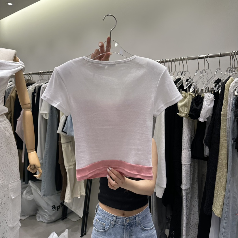 BAIE.38韓國東大門代購女裝新款時尚推薦休閑T恤假兩件撞色BAIE.38T恤