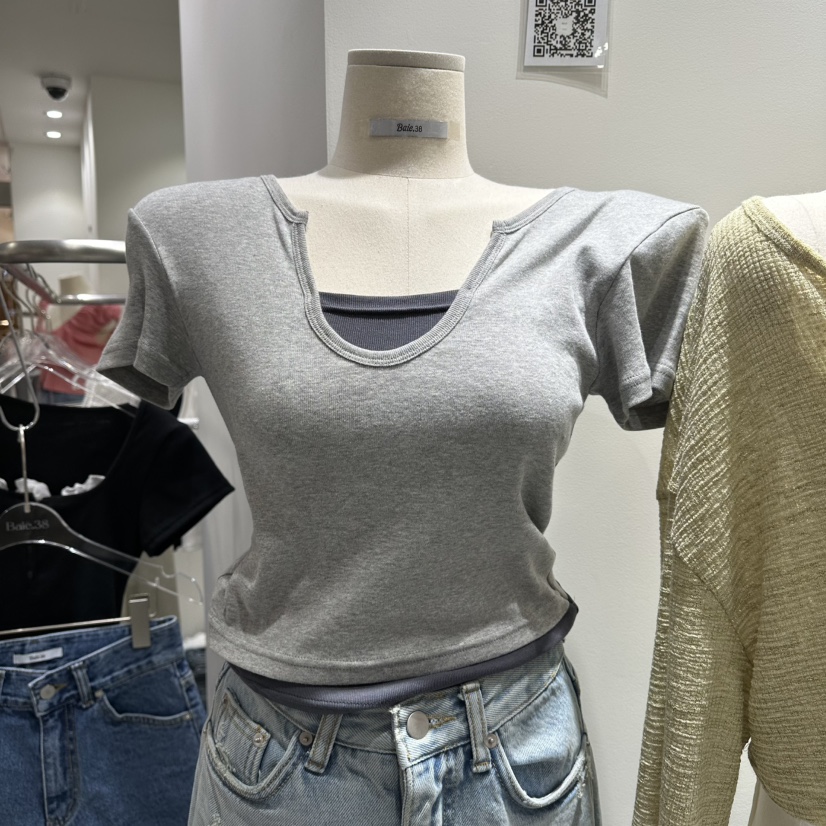 BAIE.38韓國東大門代購女裝新款時尚推薦休閑T恤假兩件撞色BAIE.38T恤圖色2