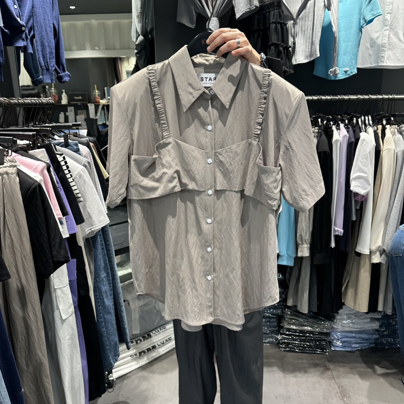 STAR-L韓國東大門代購女士新品26春夏人氣時尚襯衫蕾絲衫STAR-L襯衫/蕾絲衫圖色1