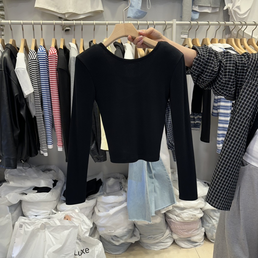 Q C韓國代購女裝新品熱賣人氣職業26春夏推薦長袖T恤羅紋Republlc of qc長袖T恤