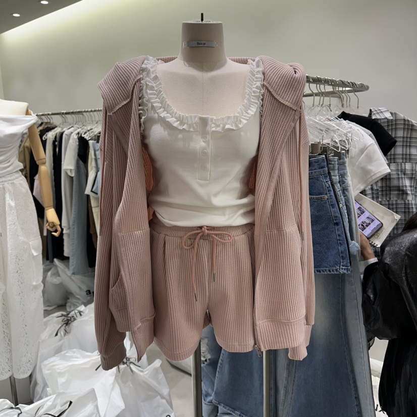 BAIE.38韓國東大門直郵女裝新品時尚夾克拉鏈連帽衫華夫格BAIE.38夾克圖色2