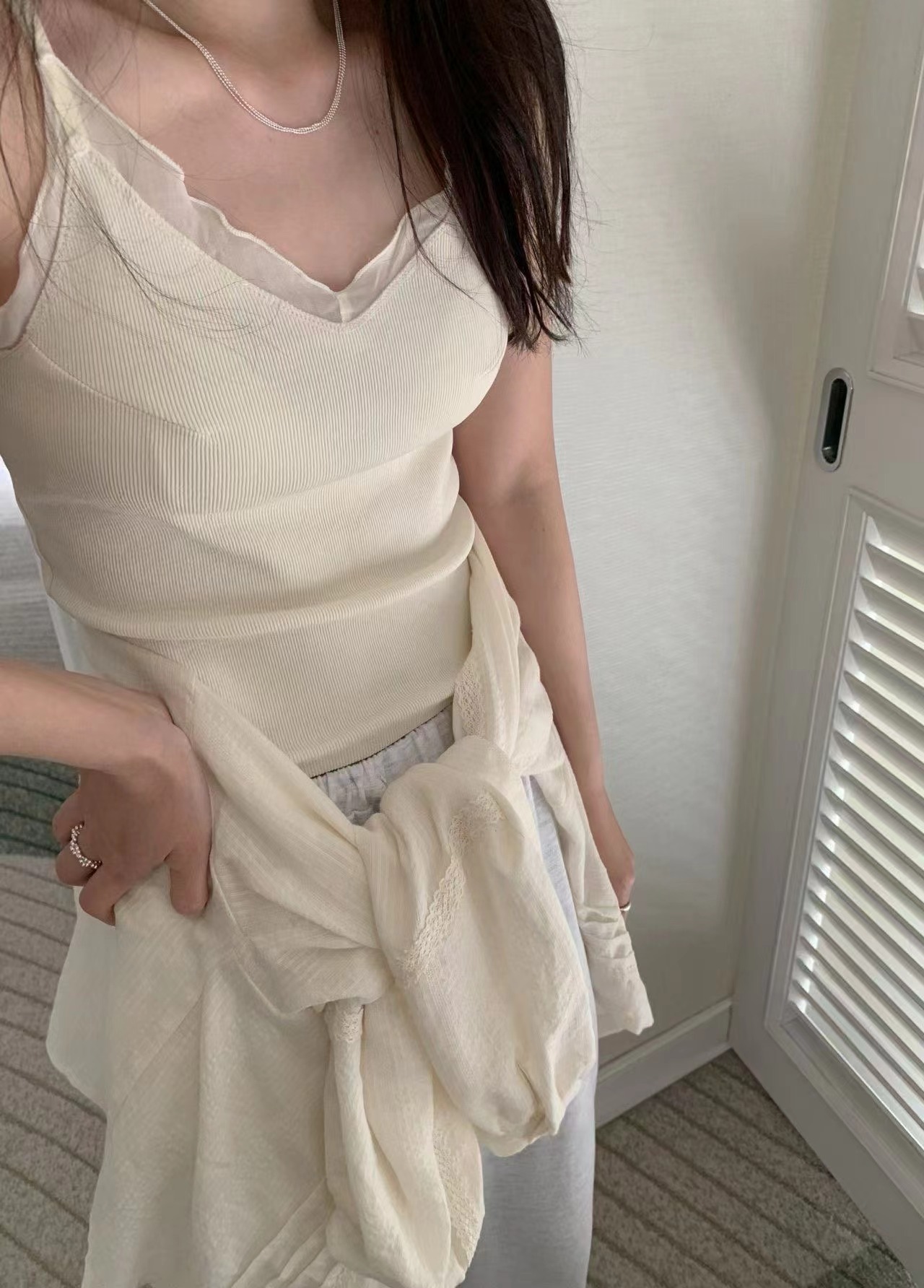 MELLOUNGE-멜라운지-T韓國東大門直郵女士新品26春夏吊帶背心雪紡MELLOUNGE-2件起吊帶/背心圖色2