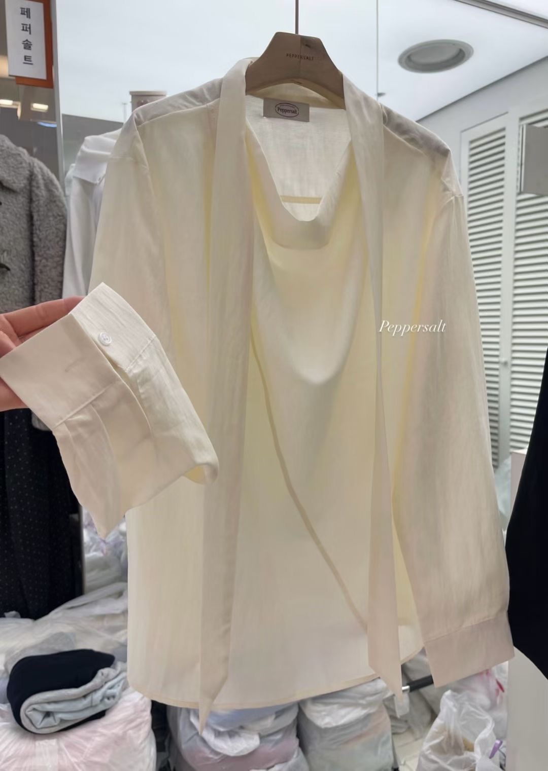 PEPPER 페페韓國直郵女裝新品職業時尚26春夏襯衫蕾絲衫PEPPER-SEOUL襯衫/蕾絲衫