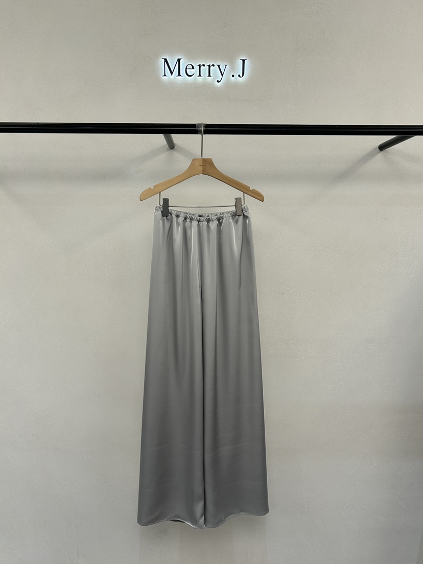 MERRY-J韓國東大門代購女士新品26春夏時尚休閑休閑褲緞面MERRY-J休閑褲圖色1