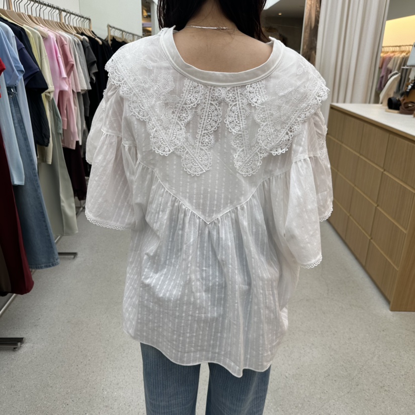 JUJU韓國直郵女士新款熱賣推薦時尚職業人氣襯衫蕾絲衫蕾絲JUJU襯衫/蕾絲衫