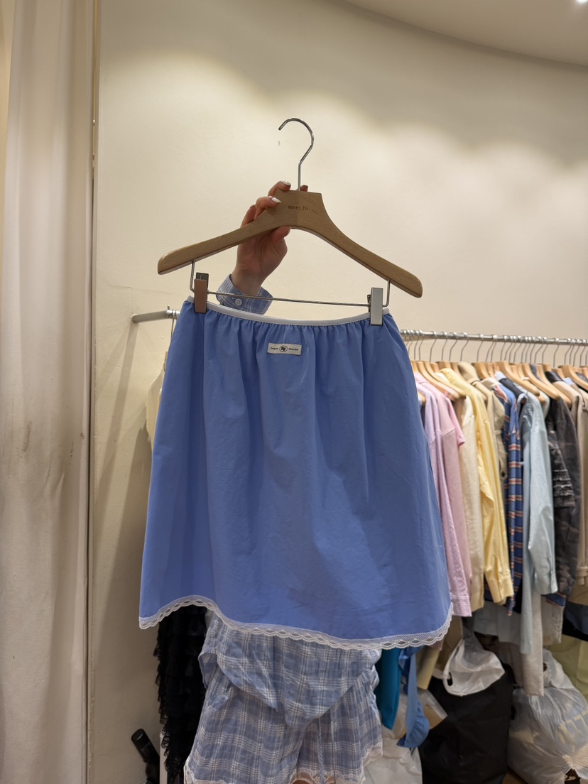 AUVERFIT韓國直郵實拍女士新款26春夏半身裙中短裙棉質褶皺AUVERFIT半身裙/中短裙圖色2