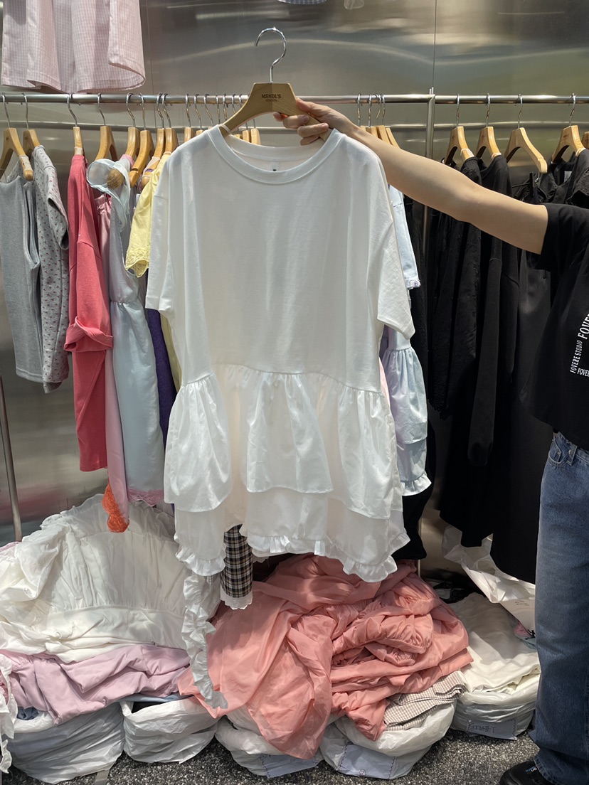 MENDL S韓國直郵女裝新款人氣推薦休閑襯衫蕾絲衫不對稱MENDL S襯衫/蕾絲衫圖色3