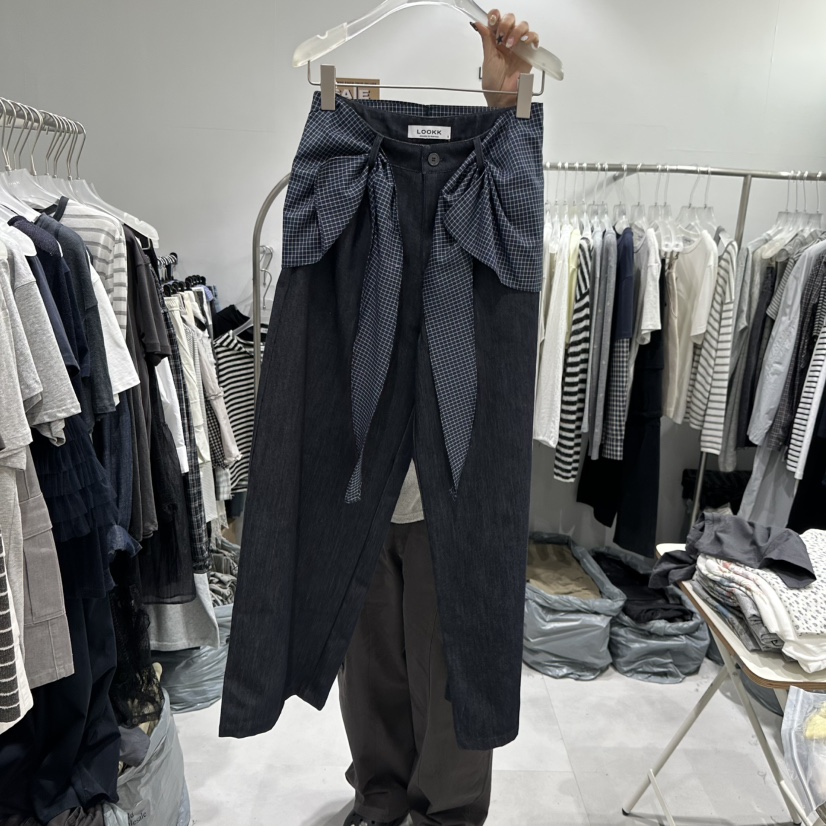 LOOKK/MIMME韓國代購女裝新款熱賣推薦休閑褲可拆卸圍巾LOOKK/MIMME休閑褲圖色1