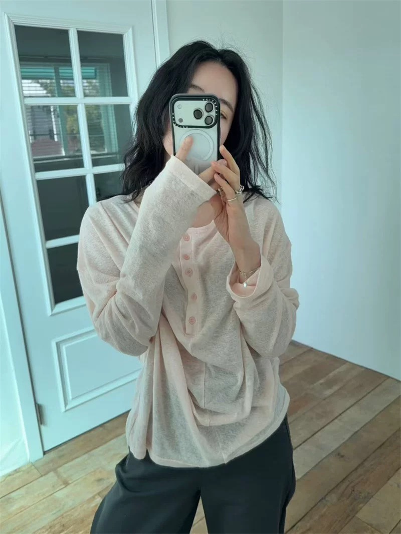 MONDAY TO SUNDAY韓國直郵實拍女士新品26春夏長袖T恤亞麻MONDAY TO SUNDAY長袖T恤圖色3