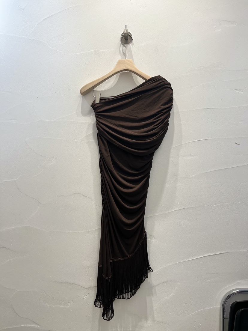 BROWN PAPER-S韓國直郵實拍女士新款26春夏連衣裙流蘇褶皺BROWN PAPER-S連衣裙