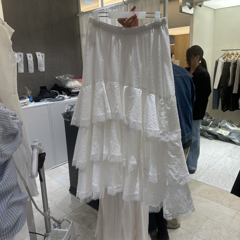 MIXXIN韓國直郵女裝新款人氣時尚推薦26春夏長裙荷葉邊蕾絲MIXXIN長裙