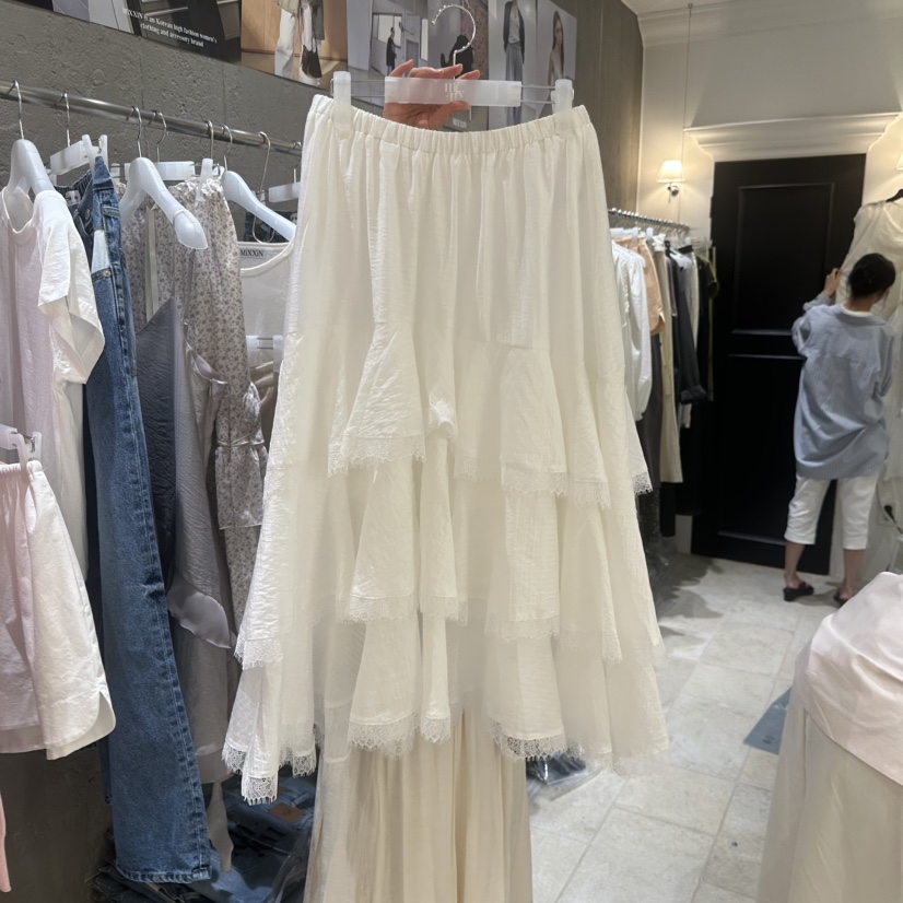 MIXXIN韓國直郵女裝新款人氣時尚推薦26春夏長裙荷葉邊蕾絲MIXXIN長裙圖色1