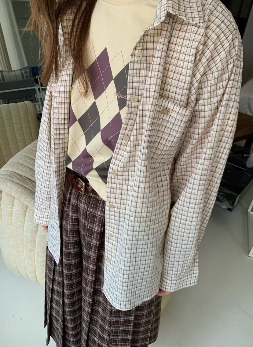 J CRANE-A韓國直郵女士新款職業熱賣時尚襯衫蕾絲衫格子J CRANE襯衫/蕾絲衫