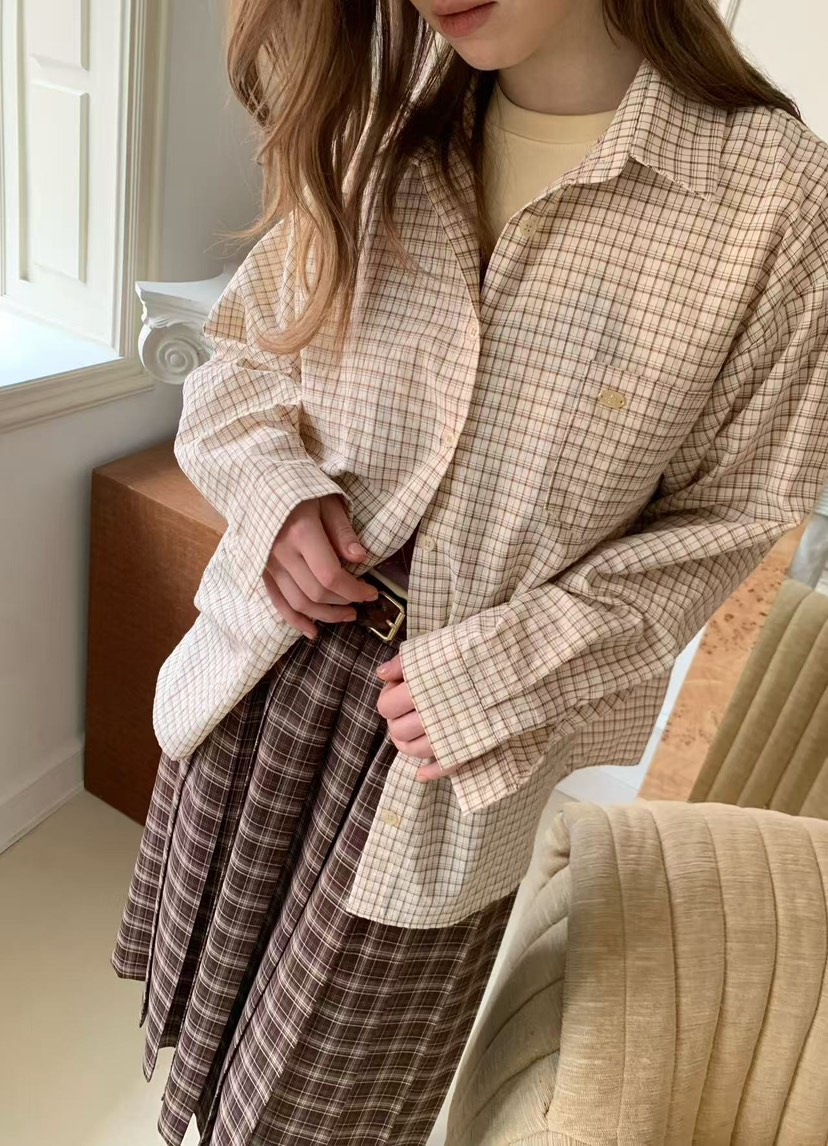 J CRANE-A韓國直郵女士新款職業熱賣時尚襯衫蕾絲衫格子J CRANE襯衫/蕾絲衫