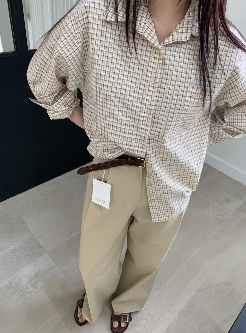 J CRANE-A韓國直郵女士新款職業熱賣時尚襯衫蕾絲衫格子J CRANE襯衫/蕾絲衫