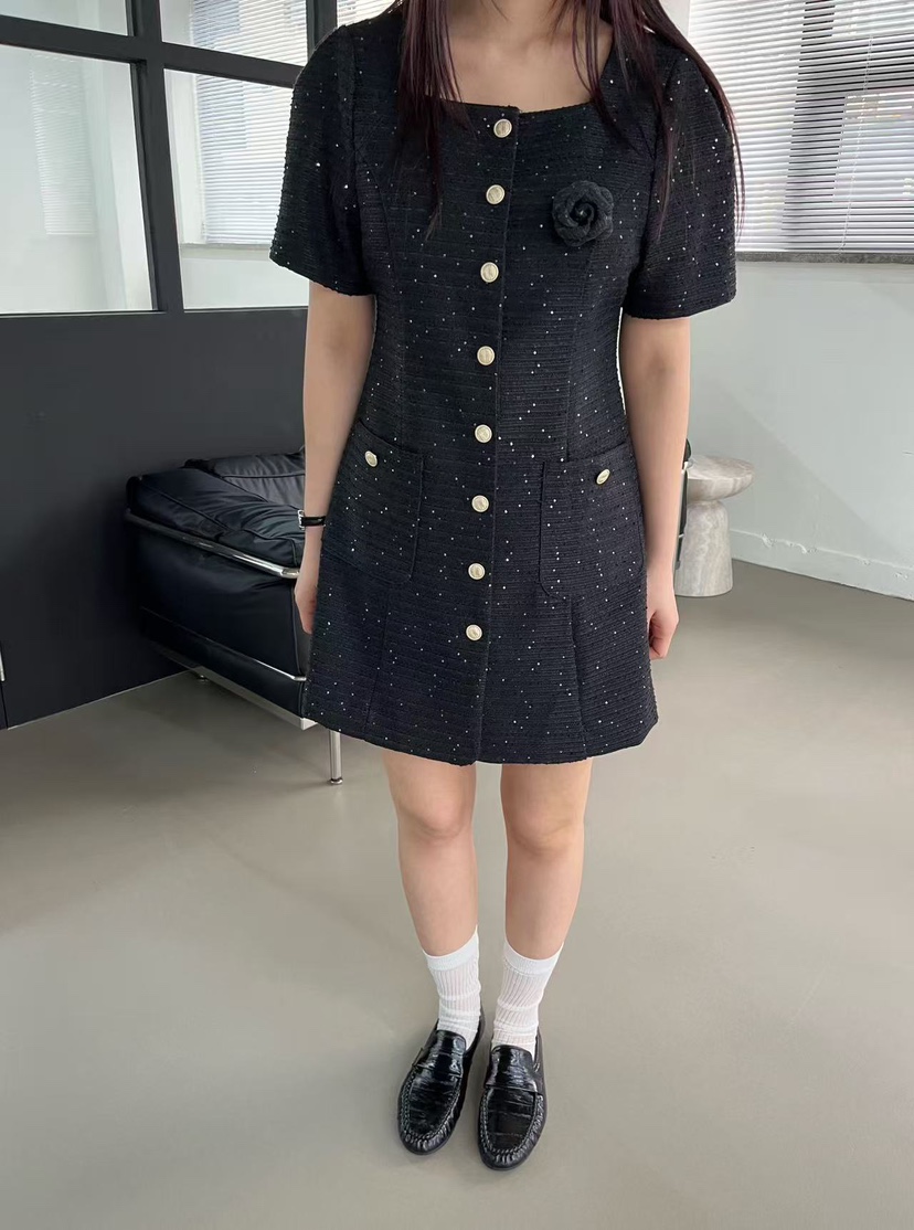 J CRANE-A韓國直郵女裝新品熱賣休閑26春夏連衣裙粗花呢J CRANE連衣裙