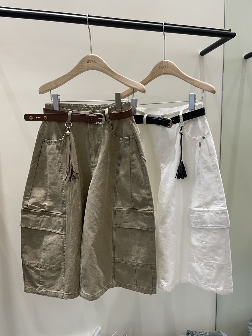 NEOUL韓國東大門直郵女裝新款熱賣人氣26春夏短褲不含腰帶NEOUL/ahin雙領標簽短褲