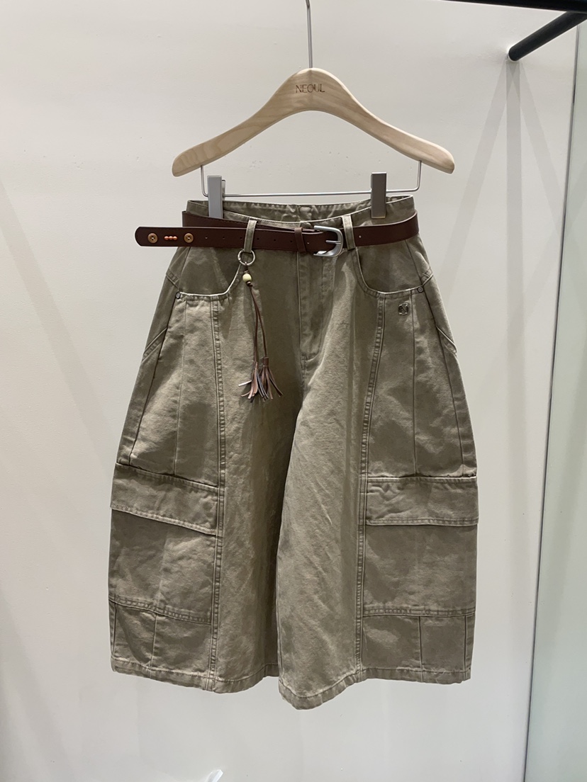 NEOUL韓國東大門直郵女裝新款熱賣人氣26春夏短褲不含腰帶NEOUL/ahin雙領標簽短褲圖色2