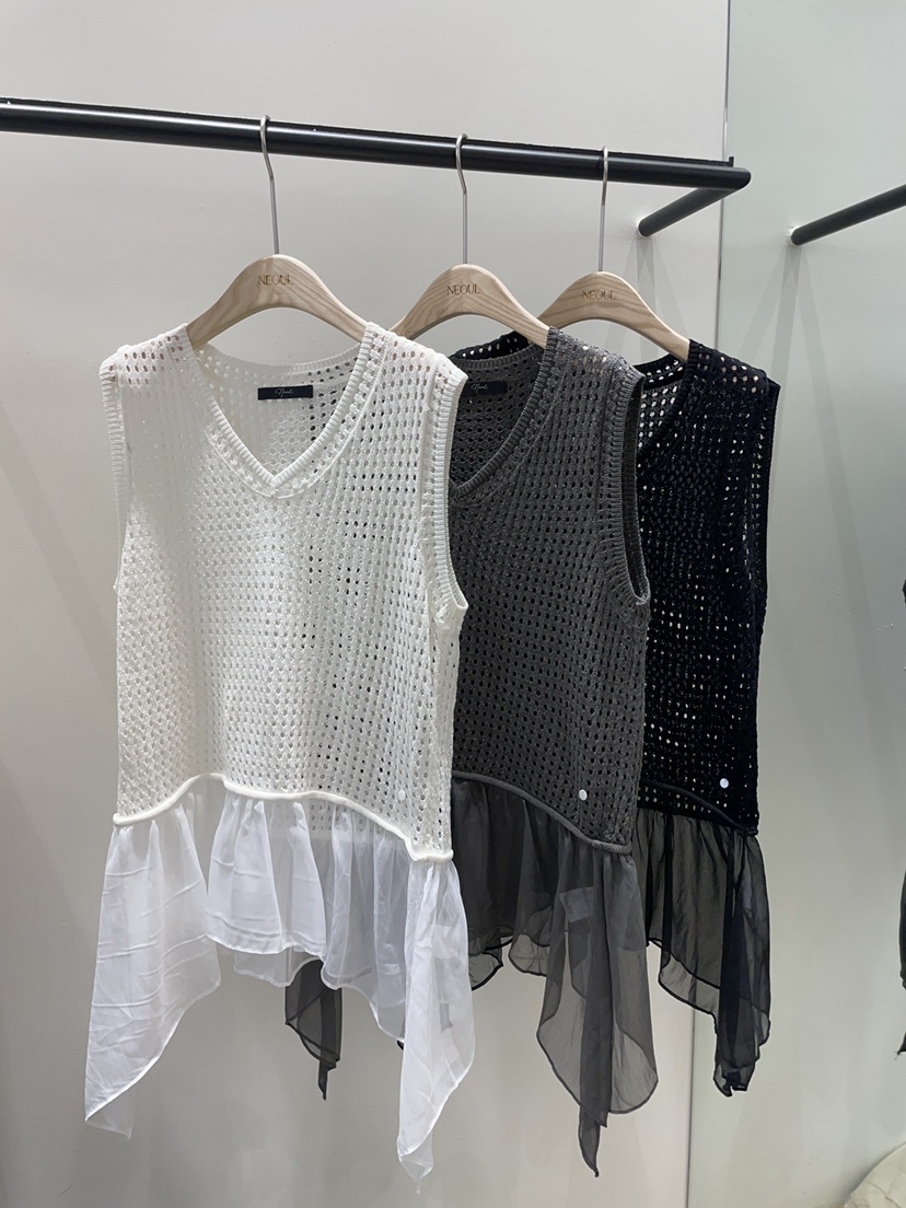 NEOUL韓國直郵實拍女裝新款人氣休閑推薦時尚熱賣吊帶背心NEOUL/ahin雙領標簽吊帶/背心
