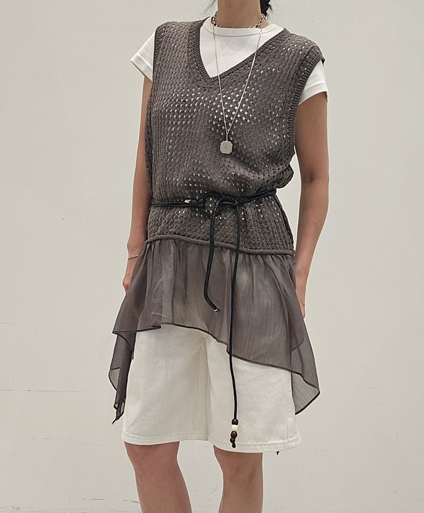 NEOUL韓國直郵實拍女裝新款人氣休閑推薦時尚熱賣吊帶背心NEOUL/ahin雙領標簽吊帶/背心