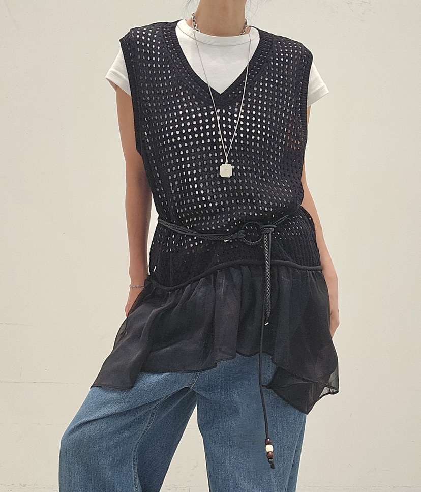 NEOUL韓國直郵實拍女裝新款人氣休閑推薦時尚熱賣吊帶背心NEOUL/ahin雙領標簽吊帶/背心