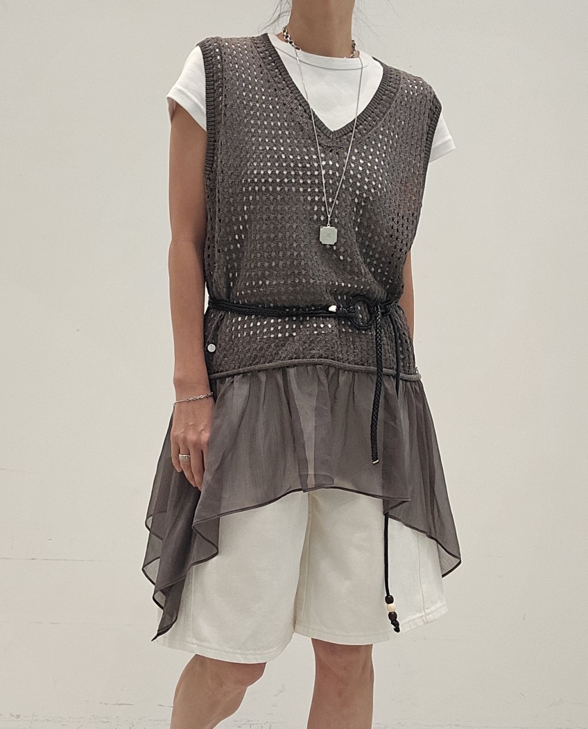 NEOUL韓國直郵實拍女裝新款人氣休閑推薦時尚熱賣吊帶背心NEOUL/ahin雙領標簽吊帶/背心