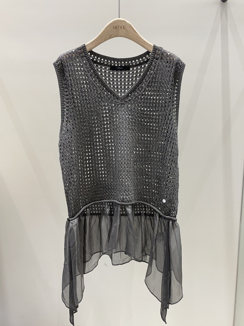 NEOUL韓國直郵實拍女裝新款人氣休閑推薦時尚熱賣吊帶背心NEOUL/ahin雙領標簽吊帶/背心圖色2