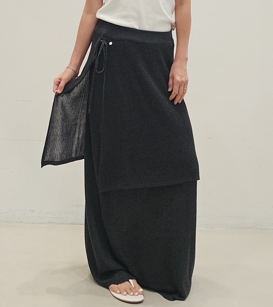 NEOUL韓國直郵女裝新款時尚熱賣人氣26春夏休閑職業長裙披肩NEOUL/ahin雙領標簽長裙