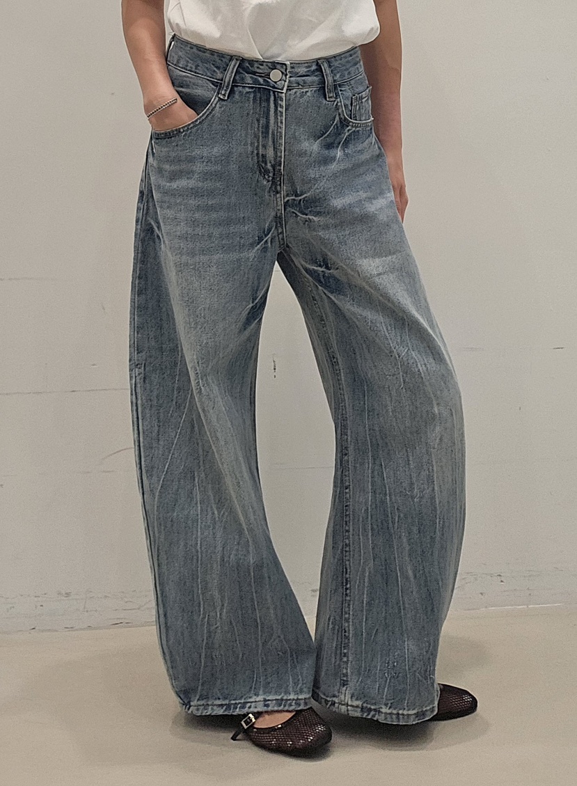 NEOUL韓國東大門代購女士新款26春夏休閑人氣推薦時尚牛仔褲NEOUL/ahin雙領標簽牛仔褲